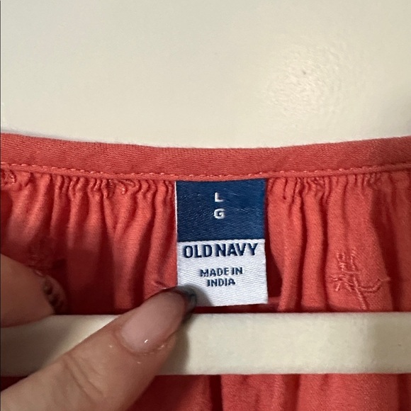 OLD NAVY | Sugar Poppy Color Embroidered Lace Trimmed Cotton Blend Blouse - Picture 3 of 16
